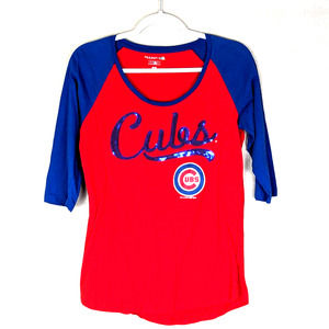 5th and Ocean 2017 Woman's 3/4 length sleeve Embroidered Sequence Cubs Shirt Lg